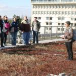 Lauren Healey, student, Natural Reserouces Conservation, leads tour of green roof