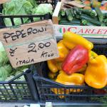 Figure 3. Bell peppers, called peperoni in Italian, at a market in Milan, Italy in 2018. (Photo by Frank Mangan)