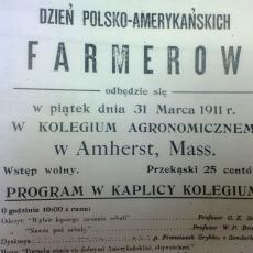 Poster from first Polish-American Farmer's Day at Mass Aggie, 1911