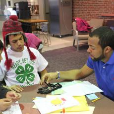 4-H kids with textile project