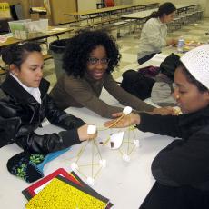 4-H girls with engineering project