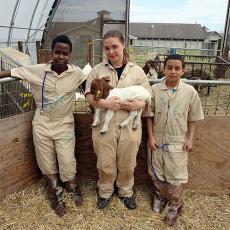 4-H kids with goat