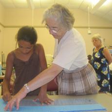 Lorraine Fraser, long-time 4-H volunteer teaches sewing at 4-H classes on Cape Cod