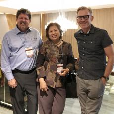 Eric Decker (L), Pavinee Chinach and Julian McClements (R) in Bangkok,Thaliand at world conference