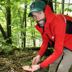 Ben Padilla finds frog in Greenfield, Mass