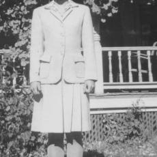 Peg Randall in the first tailored wool suit she made at age 16