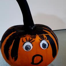 Hasini Meruva won the best painted pumpkin award