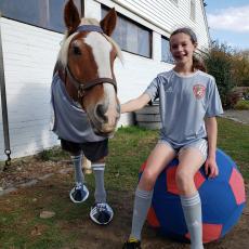 Lizzie Trip won for best partner costumes. She made her horses costume to match her own