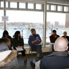 Ruth Hazzard, vegetable production specialist at UMass Extension, makes a point during a discussion of food processing.