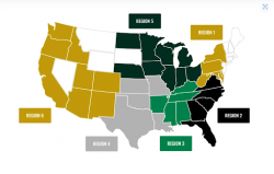 A map of MANRRS chapters across the US with the New England region blank.