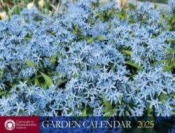 The cover of the 2025 UMass Garden Calendar, showing a plot of blue flowers.