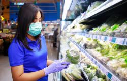 grocery store shopping wearing mask