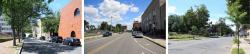 Figure 2. Example of images from Holyoke, Massachusetts shown to participants in the survey from this research study, representing streets with: mature street trees (left), sparse street trees (center), and new street tree plantings (right). Image credit: UMass research team.