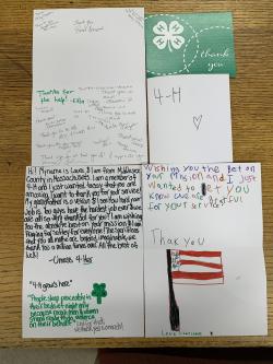 Written cards by 4-Hers