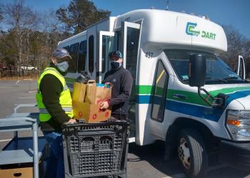 Food being loaded onto RTA van for distribution on Cape Cod. Photo: Christ the King Food Pantry, Mashpee