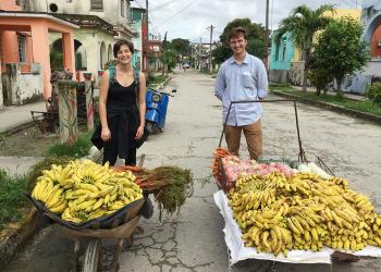UMass Amherst students in Cuban open air market