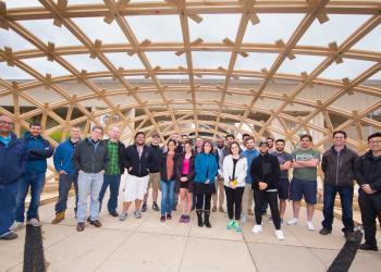 Wood dome on site at Fine Arts Plaza