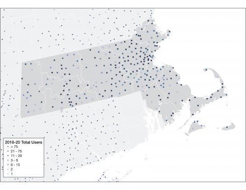 map of 2018-20 NEWA users in MA