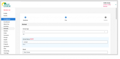 9. Complete each of the required fields and optional fields as needed.  ** Please note that the fields may vary by state and animal type.  10. Click the Next button at the bottom of the form. 