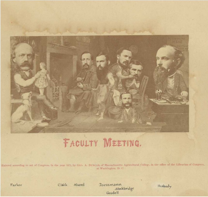 Novelty photo of faculty meeting, 1871